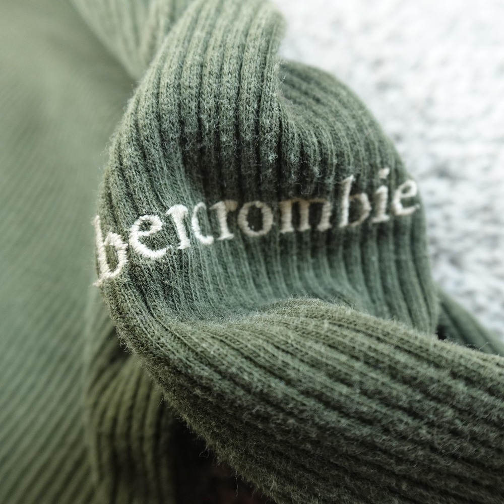 VTG Abercrombie Fitch Sweater Mens M Green Mock Neck Knit Pullover 90s Y2K USA - Picture 4 of 9
